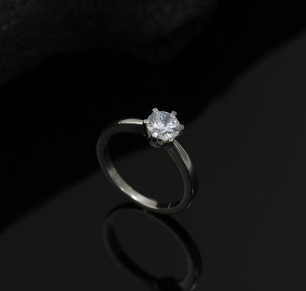 Silver Crown Solitaire Ring