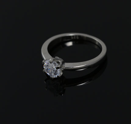 Silver Crown Solitaire Ring
