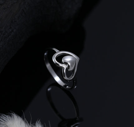 Silver Valentine Coupled Heart Ring