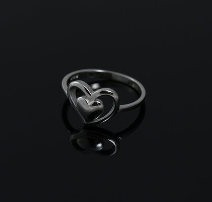 Silver Valentine Coupled Heart Ring