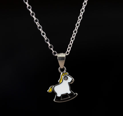 Kids Silver Unicorn White Cutie Pendent