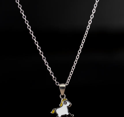 Kids Silver Unicorn White Cutie Pendent