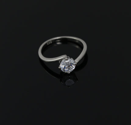 Silver Solitaire Twist Ring
