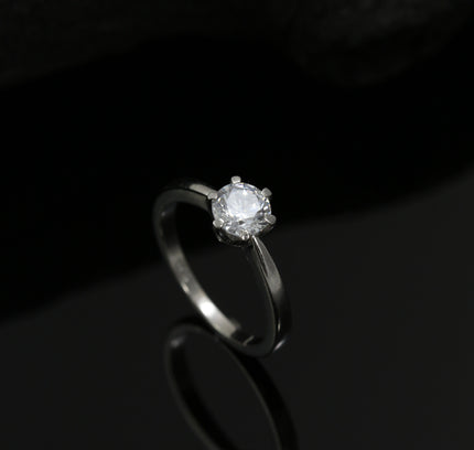 Silver Crown Solitaire Ring