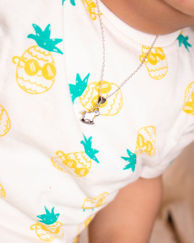 Kids Silver Unicorn White Cutie Pendent