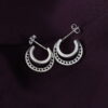 Oxidized Silver Silver Pandora Full Moon Hoops