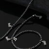 Silver Trinket Black Beads 8th Note Single Anklet